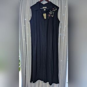 CJ Banks Black Linen Vintage Dress Size 18W 90's Y2K